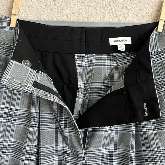 Nordstrom Straight Wide Leg Plaid Pants Slacks-Womens 4-Gray & Black-Office-Work - Picture 5 of 9